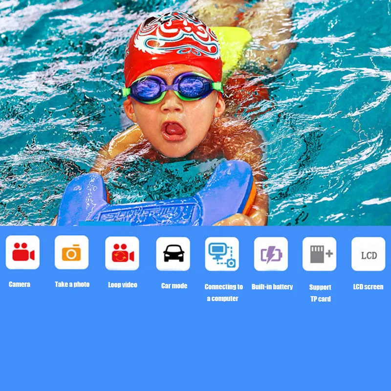 Перезаряжаемая детская камера движения, обучающая детская камера 120 миллионов пикселей, 2,0 дюймов, ЖК-дисплей, подводная камера