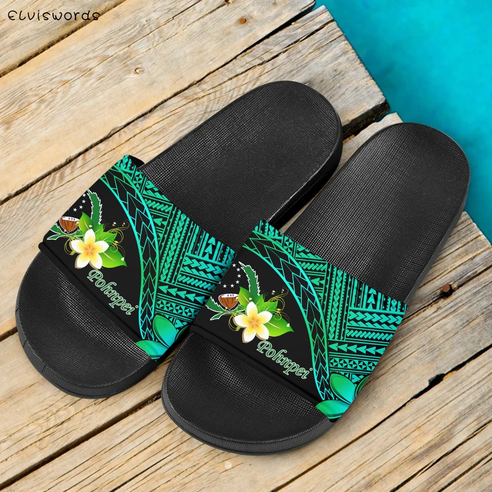 ELVISWORDS Chanclas de moda para mujer, sandalias Pohnpei polinesianas de  flores hawaianas, zapatillas de goma para el hogar, calzado de  verano|Zapatillas| - AliExpress
