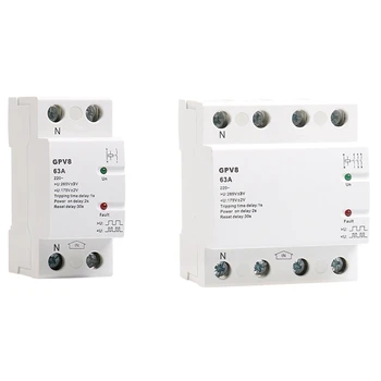 

Din Rail Automatic over Under Voltage Protector 220V AC Single Phase & Three Phase Self Resetting Protector GPV8-63D 63A