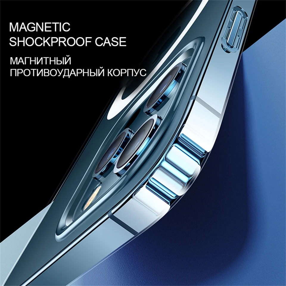 Original For Magsafe Magnetic Wireless Charging Case For iPhone 14 13 12 11 Pro Max Mini X Xs XR 7 8 Plus SE 2020 Acrylic Cover iphone 12 pro max leather case