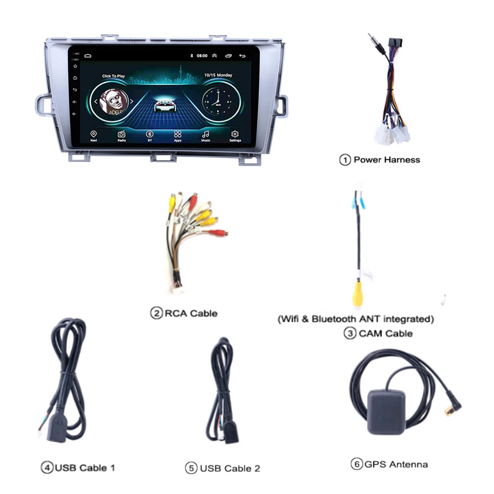 Автомобильный радиоприемник для 2009-2013 Toyota Prius Android 8,1 quad core " Автомобильная Мультимедийная система Поддержка wifi/FM/tv/Bluetooth/камера заднего вида/Управление рулем/HD/видео плеер/USB/ carplay