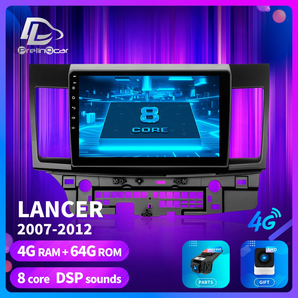 Prelingcar для Mitsubishi Lancer 10 CY 2007-2012 автомобильный Радио Мультимедиа Видео плеер навигация gps Android 9,0 DSP приборная панель