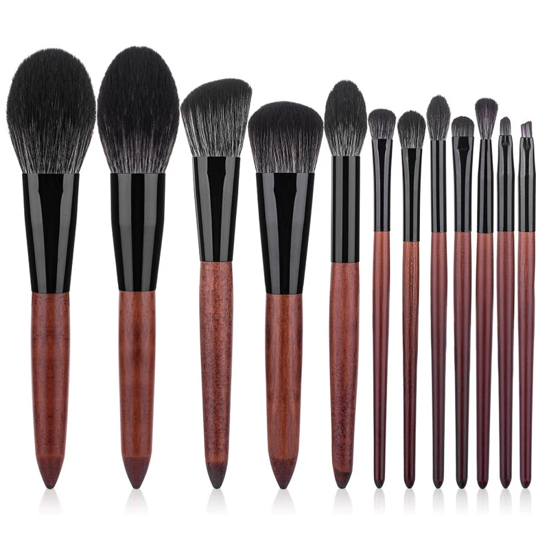 

12Pcs Solid Wooden High Quality Makeup Brushes Set Foundation Powder Blush Eyeshadow Brush Soft Wool Hair Cosmetic Makeup Tool