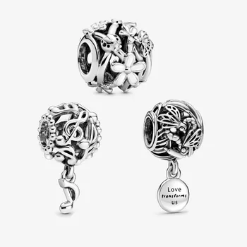 

2020 New Style 925 Sterling Silver Openwork Dragonfly Love Charm Fit pandora Bracelet Retro Openwork Charm Bead DIY Jewelry
