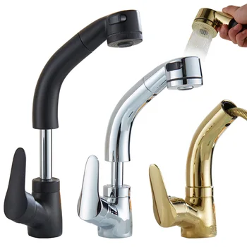 

Full Copper Extraction Pull Type Basin Water Tap Kitchen Water Tank Wash Hands Washbasin Lift Flexible Rotating Water Tap More