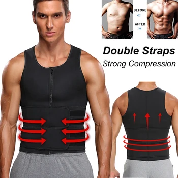 

Neoprene Sauna Suit for Men Waist Trainer Vest Corset Body Shaper with Adjustable Tank Top Slimming Faja Shapewear Polyester