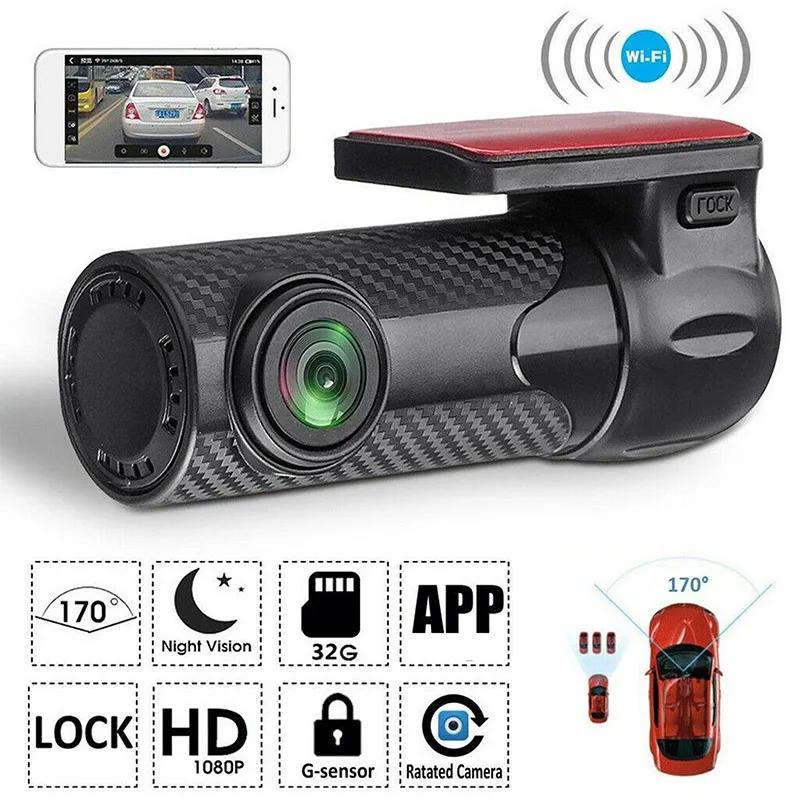 Smart Dash Cam 32GB 170 Degree Mini 1080P Full HD Wifi Car DVR Camcorder Night Version G-Sensor Driving Recorder PK for Xiaomi