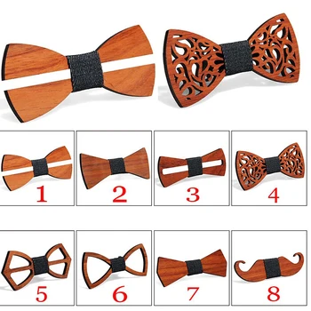 

Wooden Bow Tie Vintage Hollow Out Carved Retro Wooden Neck Tie Adjustable Strap for Unisez Men Christmas Collar Tie New Fashion
