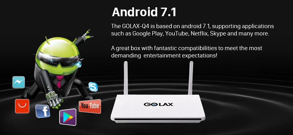 Golax Q4 Android tv Box Amlogic S905W четырехъядерный 1 ГБ DDR 8 ГБ EMMc Android 7,1 Smart tv Box 4K медиаплеер PK Leadcool tv Box