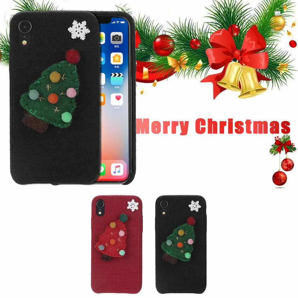 Christmas Deer Tree Cover Bumper For iphone XR 6.1 Inch Cute funny silicone back cover Non-slip and Anti-fingerprint Phone Case