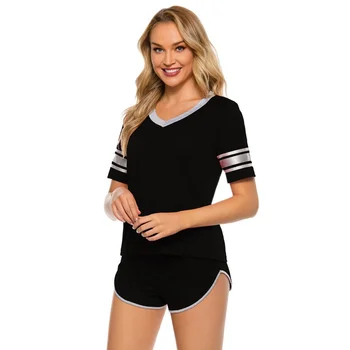

Women's Pajamas Set Summer Short-sleeved T-shirt And Shorts Pajamas Set Home Wear Sexy Breathable Comfortable Pajamas Set Feme