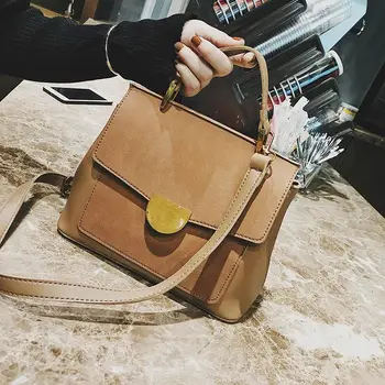 

Solid color trend casual versatile slung tote 2017 autumn fashion Korean version frosted lady large capacity lady