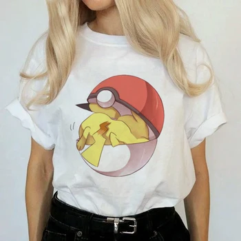 

Lus Los Anime Funny Pokemon Pikachu print Women white Clothes Short Sleeve T-Shirt Hot Sale Casual Summer T Shirt