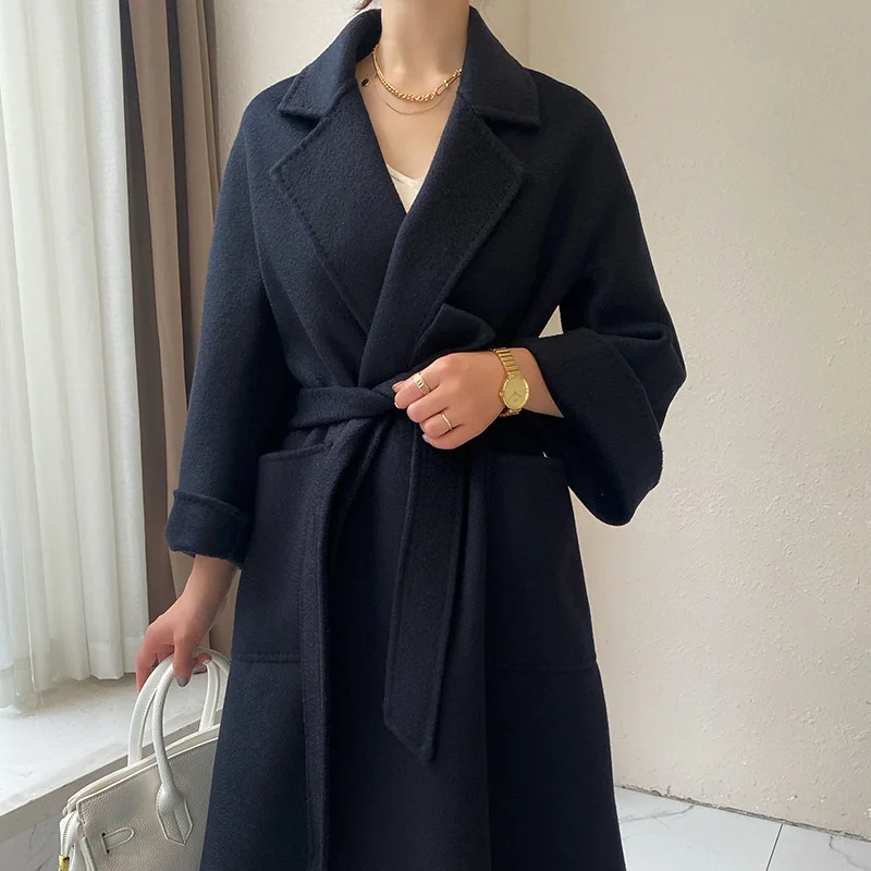 long puffer coat Double sided cashmere high-end off-season Hepburn style double-sided cashmere coat women's new winter Korean version long woolen Leather Jackets Coats & Jackets