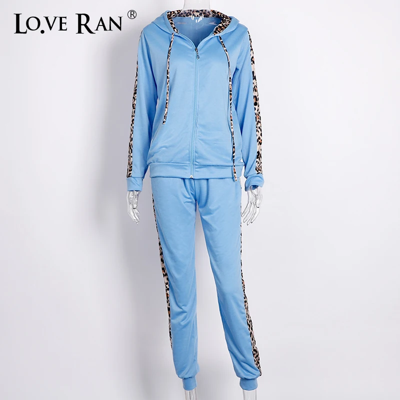 

Women Hooded Leopard Sport Sets Long Sleeve Drawstring Zipper Female 2Pcs Tops and Pants 2020 Autumn Fashion Ladies Clothes Suit