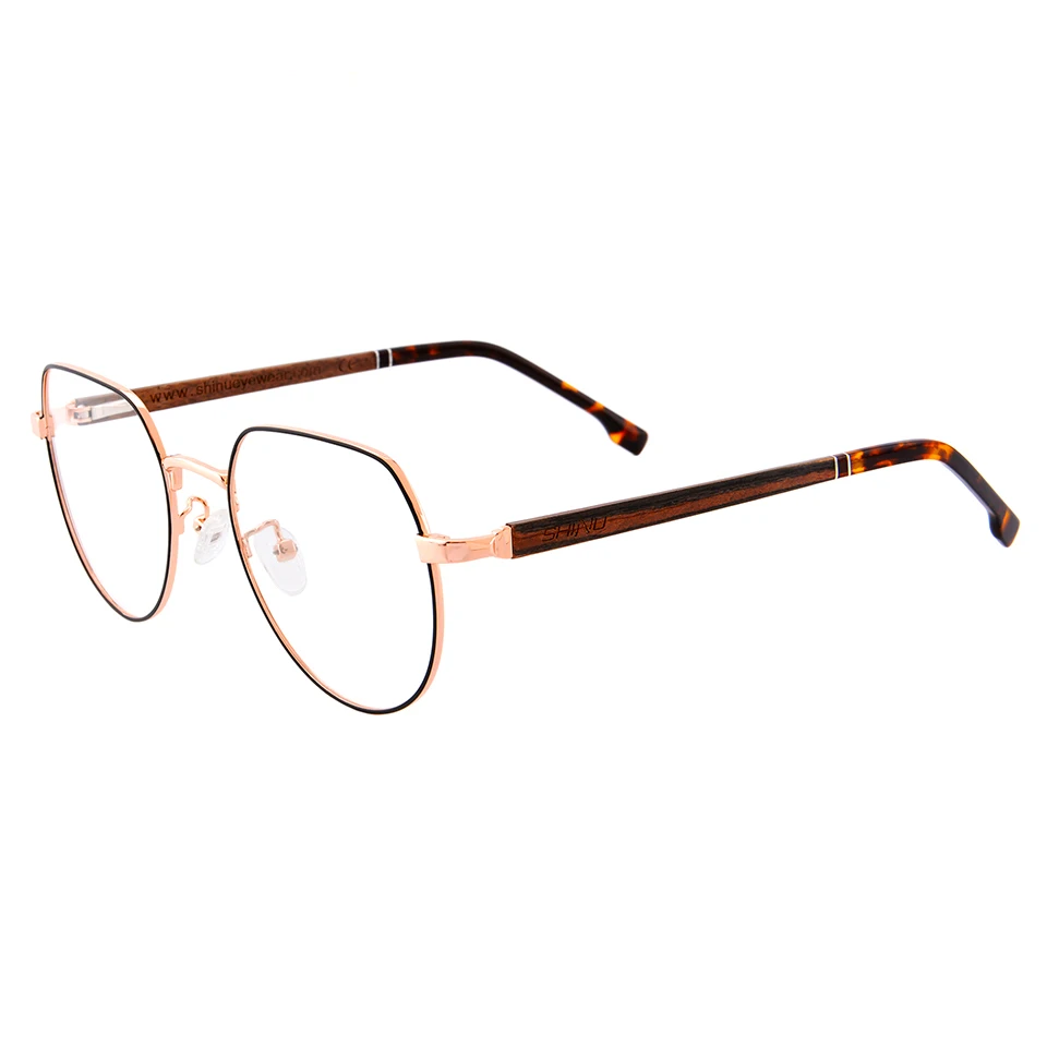 SHINU wood glasses frame retro metal eyeglasses handmade wooden fashion eyewear for men women blue rays glasses myopia Rx abl