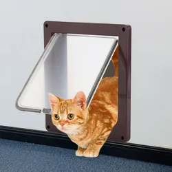 S/M/L 2 Colors Cat Flap Door with 4 Way Lock Security Flap Door For Dog Cat Kitten Small Pet Gate Door Kit Cat Puppy Safety Gate
