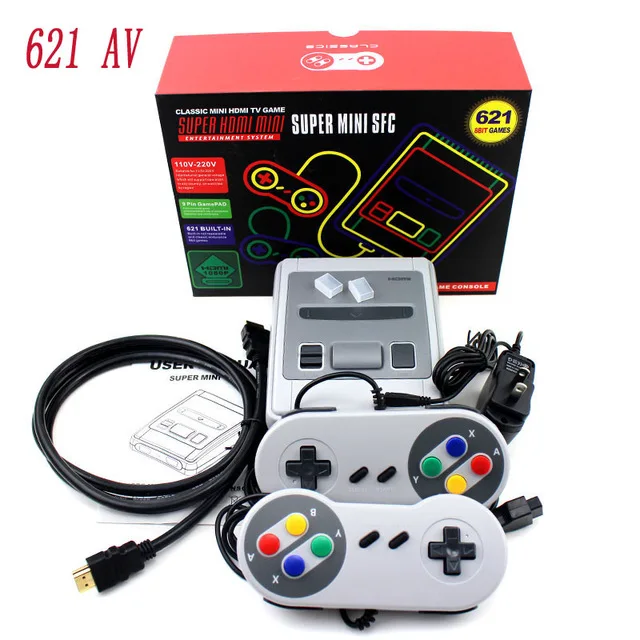 621 AV US Plug 621 игр детство ретро мини Классический 4 к ТВ AV/HDMI Встроенный 8 бит видео игровая консоль Ручной игровой плеер двойной геймпад - Цвет: 621 AV US Plug