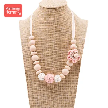 

Mamihome 1pc Nursing Necklace Gifts Baby Wooden Teether Crochet Flower Beads BPA Free Wooden Blank Rodent Children'S Goods Toys