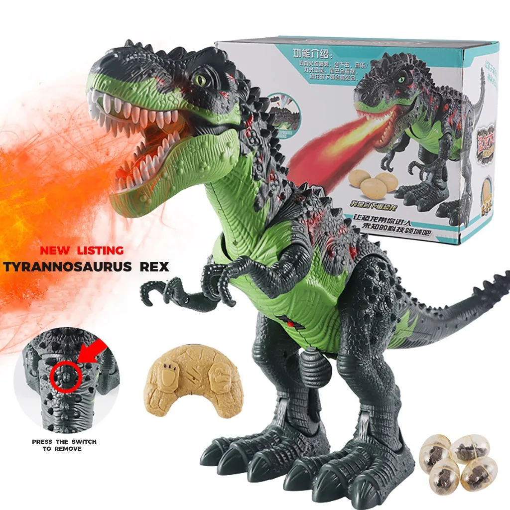 Remote Control Dinosaur Robot Walking Toy With Sound Light Educational Toys Spray Fire Dragon Electric Model Doll For Kids Gift