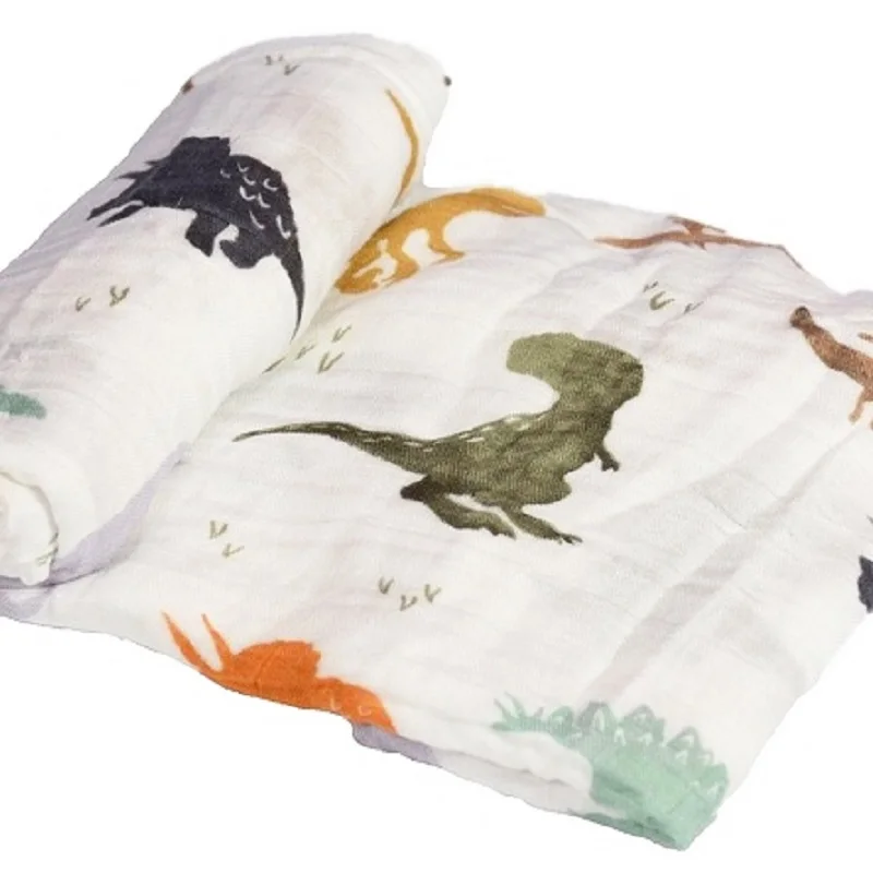Бамбуковое волокно муслин Динозавр мир одеяло цветочный принт детское постельное белье банные полотенца-покрывала для новорожденных Пеленальный Конверт для младенцев обертывание