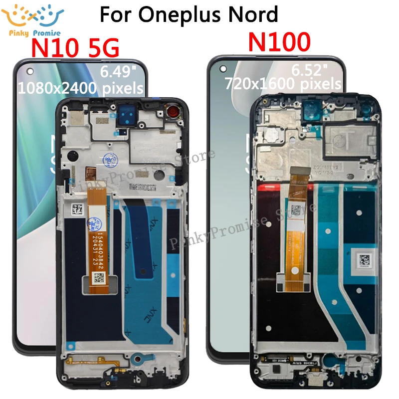 Original For Oneplus Nord N10 5G / NORD N100 LCD Display With frame Touch Screen Digitizer Assembly BE2013 BE2029 Perfect Repair screen for lcd phones good