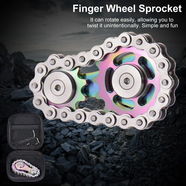Stainless Steel Sprockets Flywheel Fingertip Gyro Sprockets Chains EDC Metal Toy Gear Gyro Drop Ship Sproket Roadbike Spinner 2
