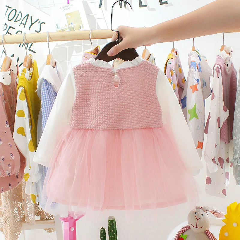 Детское платье для девочек; осенние Одежда для новорожденных девочек 0-3 лет старый милые наряды для новорожденных 1 год на день рождения платья для маленьких девочек HA044