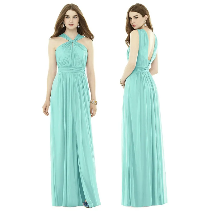 Свадебные вечерние gown2019 Новое шифоновое сексуальное платье с v-образным вырезом трапециевидной формы серого, зеленого, синего, мятного цвета для подружки невесты длинное платье vestido madrinha высокого качества - Цвет: picture color