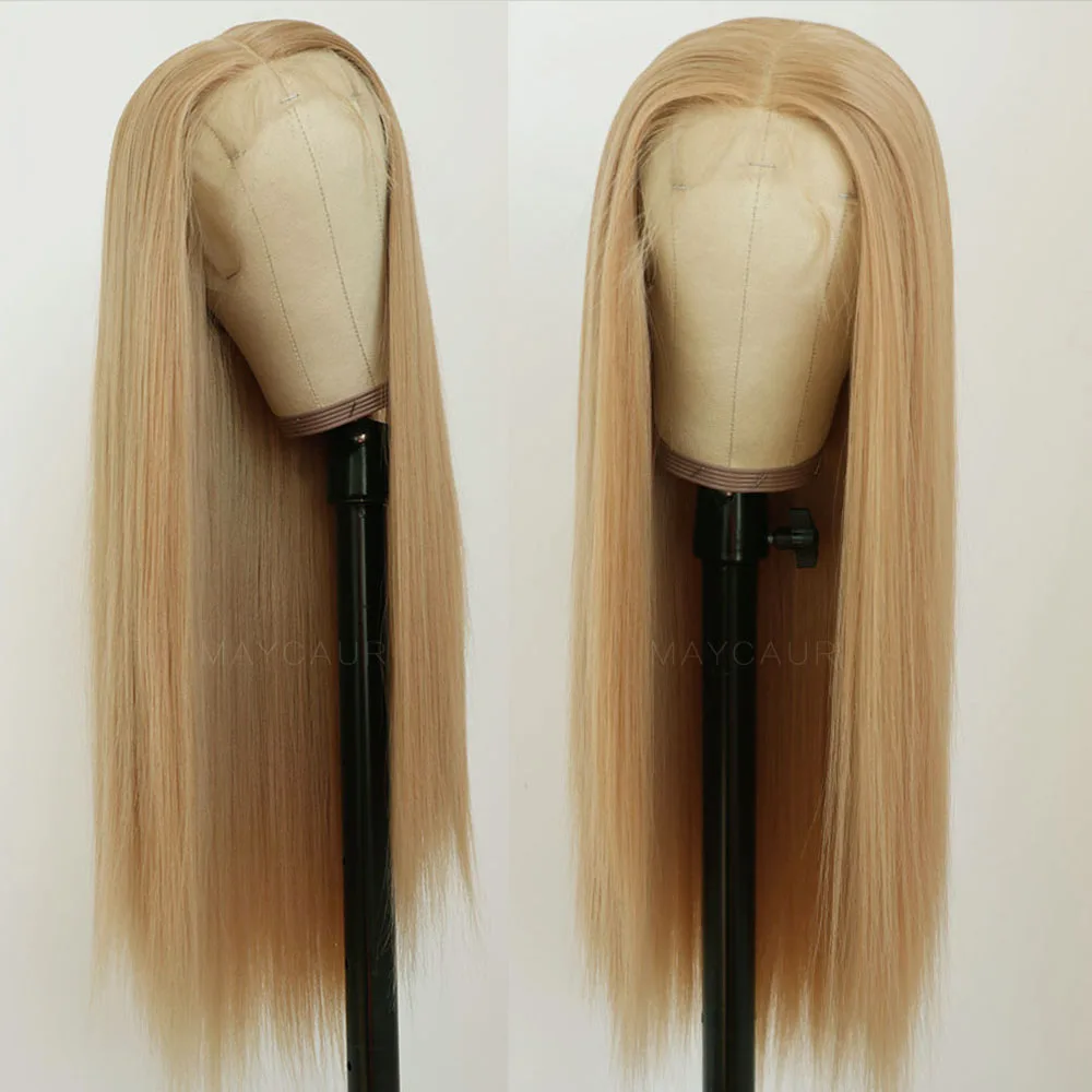 

Maycaur Blonde Blue Pink Lace Front Wigs Long Straight Hair Wigs for Black Women Synthetic Lace Front Wigs with Natural Hairline