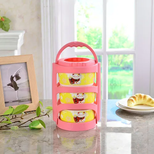 R with bag Box 4 шт./компл. Портативный Керамика Коробки для обедов с изоляционные мешки термос для Еда детская Коробки для обедов Еда контейнер для хранения - Цвет: R with bag