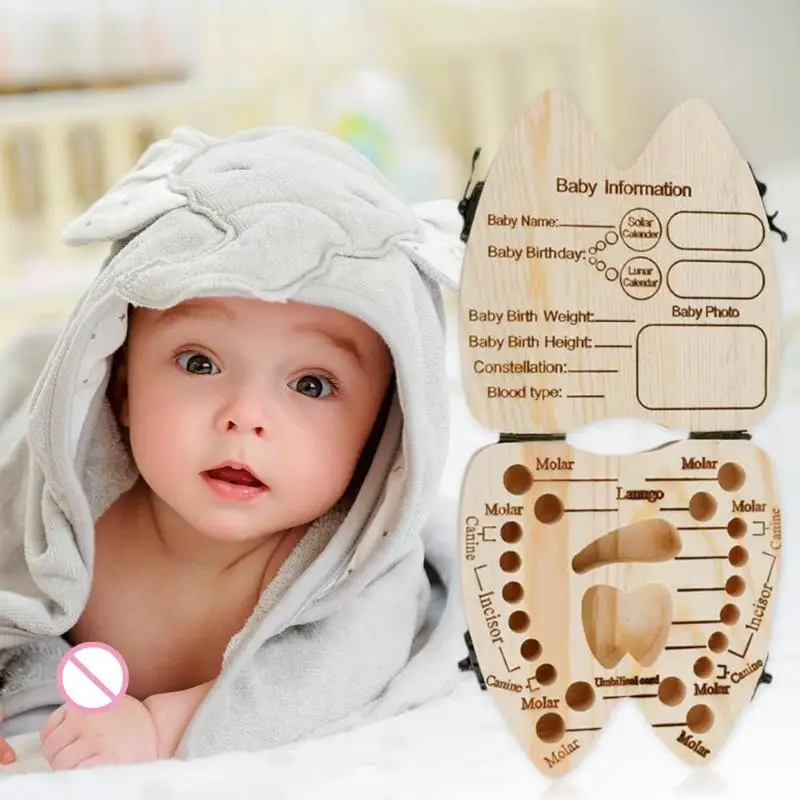 Деревянная коробочка для молочных зубов малыш пупочной Lanugo Keepsakes чехол для хранения Английский-Typ