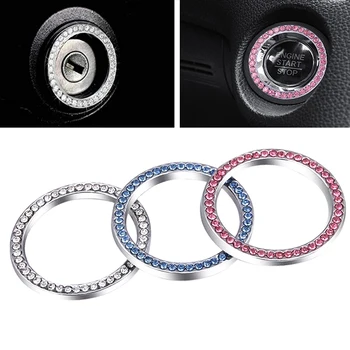 

YOLU 1PCS Automobiles Start Switch Button Decorative Diamond Rhinestone Ring Car SUV Bling Decorative Accessories