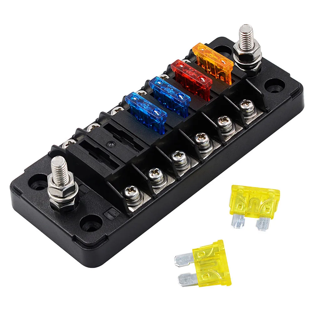 TiOODRE 6 Way Independent Positive And Negative Fuse Box With 12 Fuse