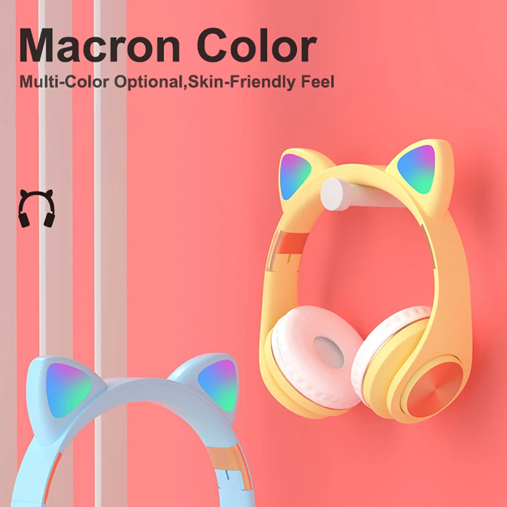 LED Cat Ear Headphones Bluetooth 5 0 Noise Cancelling Adults Kids Flashing Glowing Light Headset Gaming Earphones Creative Gift