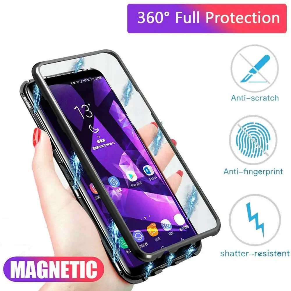 

Magnetic Adsorption Metal Case For Oneplus 7 Pro 6T 6 5T Phone Case Shockproof Tempered Glass Case Protective Case Cover Fundas