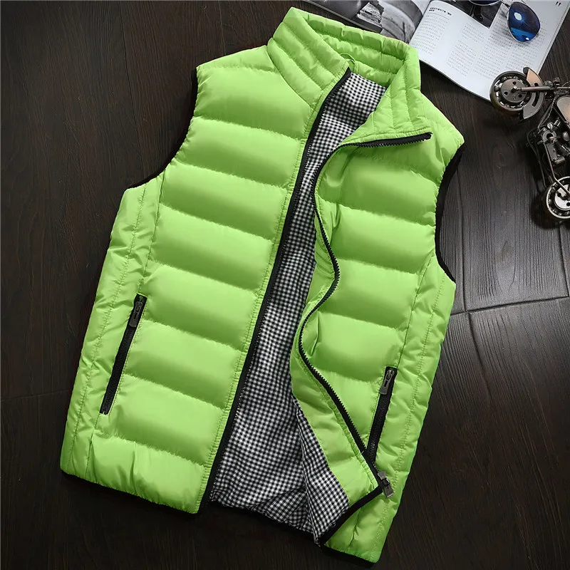 Зеленый Vest Men New Stylish Spring Autumn Warm Sleeveless Jacket Men Winter Waistcoat Men's Vest Casual Coats Mens Plus Size 5XL - Цвет: Зеленый