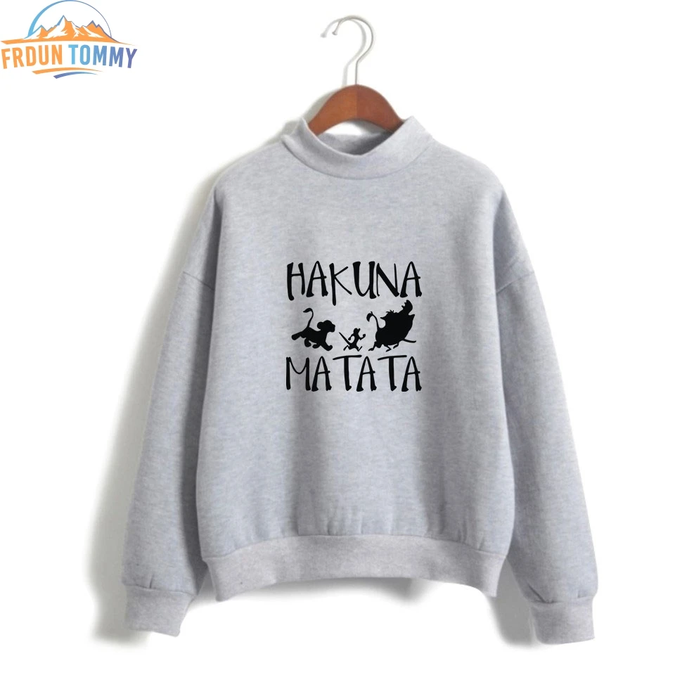 

New The Lion King Hakuna Matata printing High Collar Sweatshirt Women Long-sleeved Sweatshirt Trend Casual Street High Collar