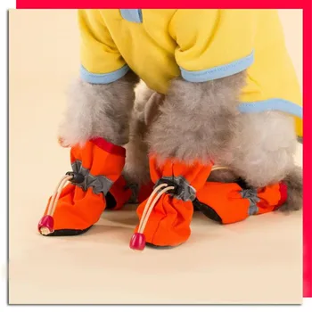 

4pcs/set Waterproof Anti-slip Pet Shoes for Small Dogs Cats Chihuahua Yorkie Thick Snow Dog Boots Socks Six color
