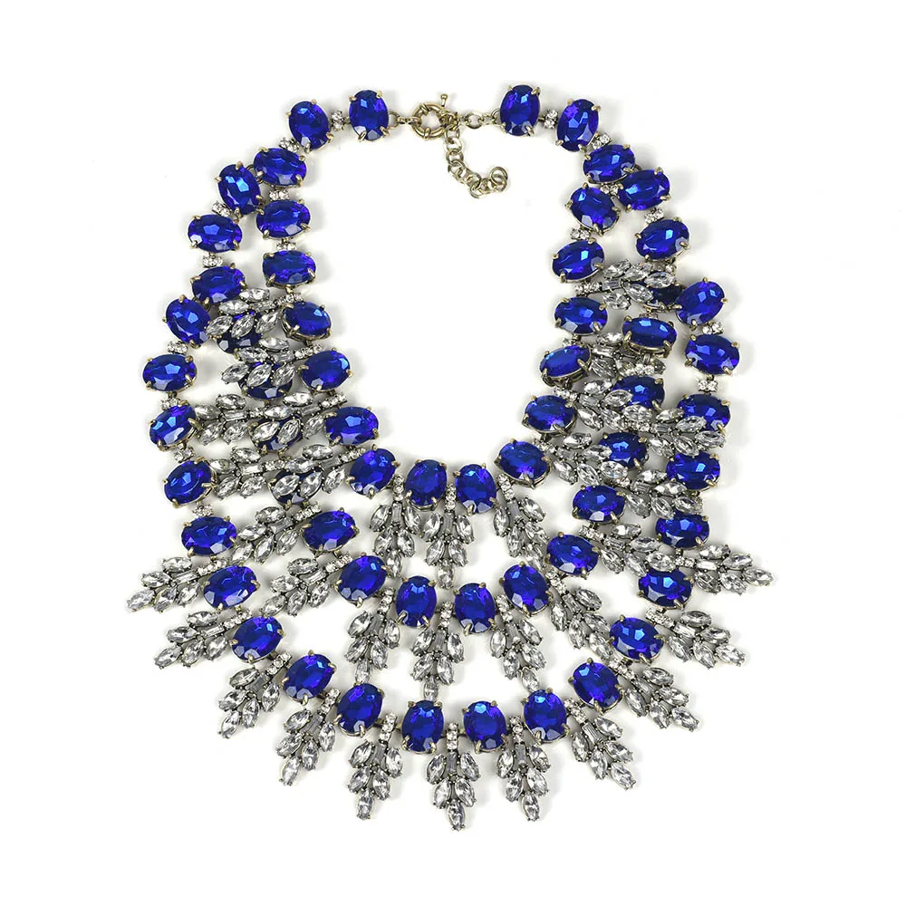 Многослойные Роскошные хрустальные большие женские ожерелья-Чокеры Бохо массивное ожерелье с большим воротником Подвески Женские винтажные вечерние ожерелья - Окраска металла: 3N0202