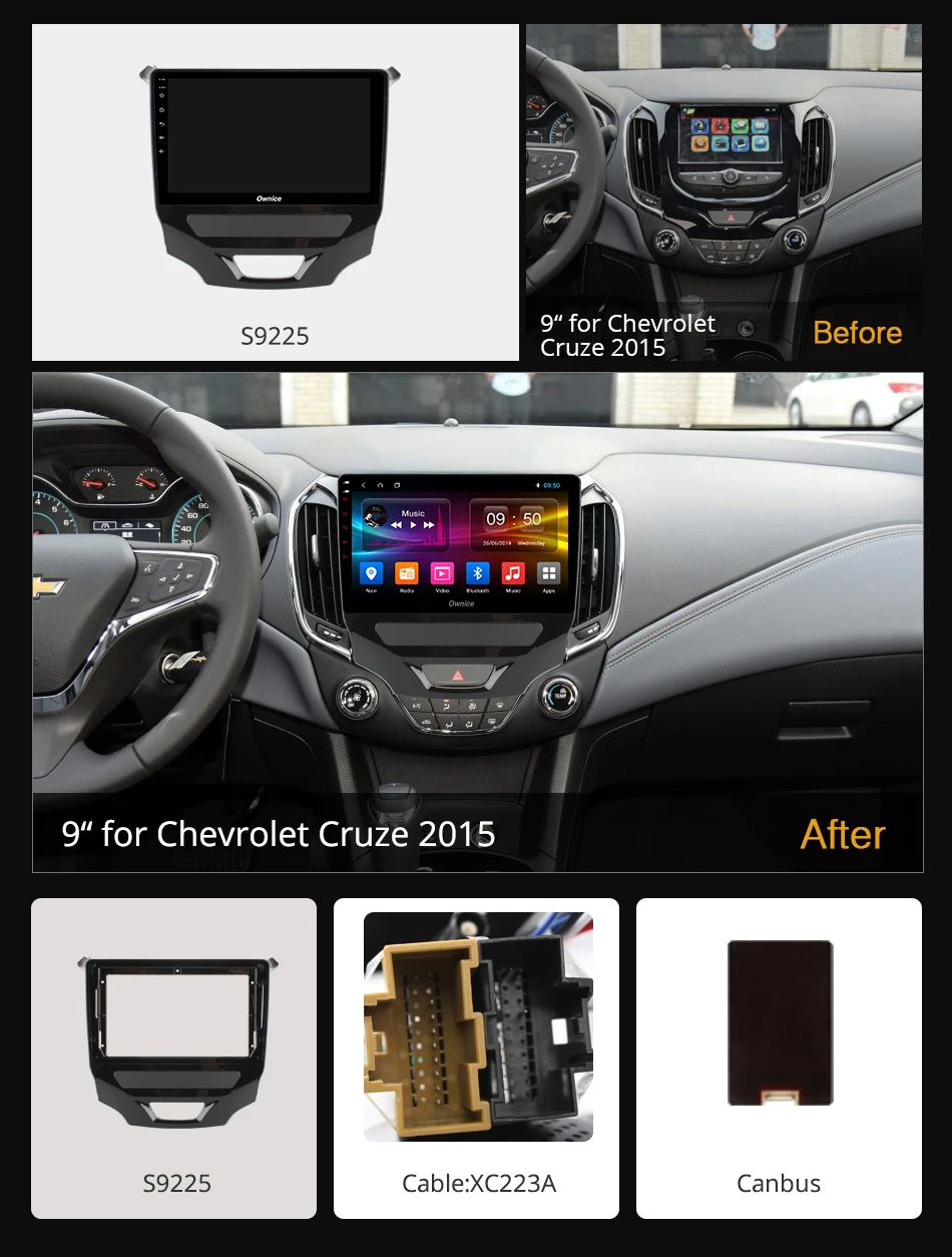Ownice Android 9 0 Восьмиядерный автомобильный DVD мультимедиа для CHEVROLET CRUZE 2015 k3 k5 k6 Radio DAB +
