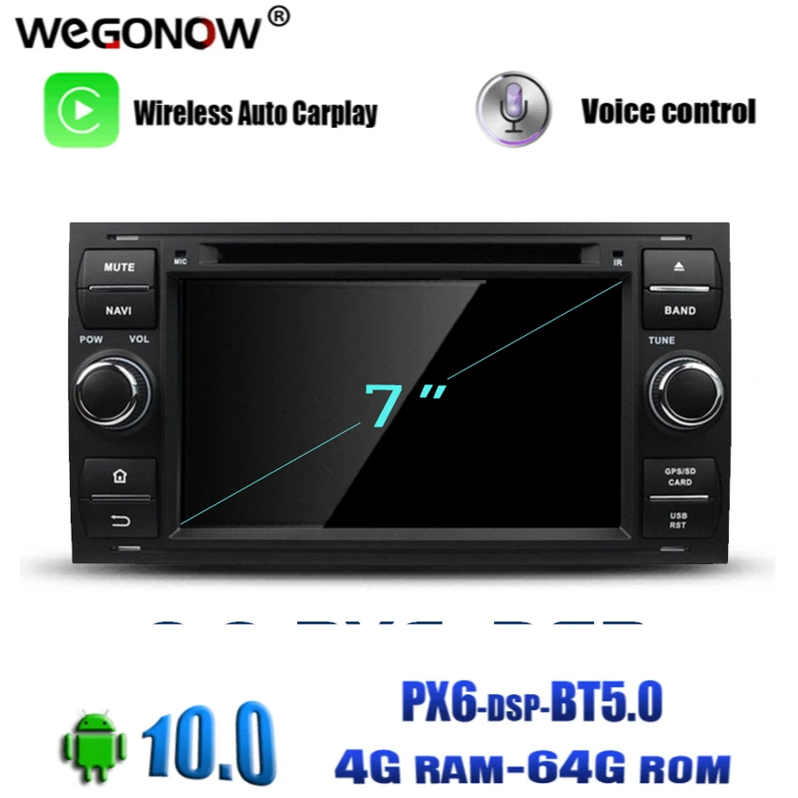 Автомобильный DVD-плеер Android 9 0 4 Гб ОЗУ 64 ГБ 8 ядер для Ford FOCUS Mondeo S-MAX C-MAX Galaxy Fiesta Fusion
