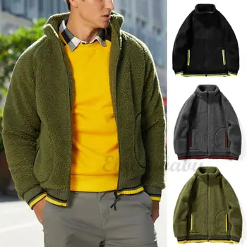 

Faux Fur Men Women Wool Wool Sweater Zipper Autumn Winter Clothes Solid Sweater Coat Unisex Turtleneck Sweater Outwear