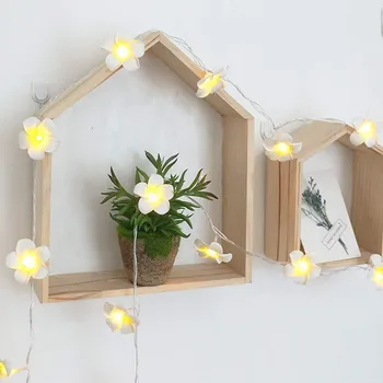 

New Wedding Party LED Light 1PC Party Bedroom Decor Vintage Frangipani Flower LED Light String Battery Home Party Decor 1008#30