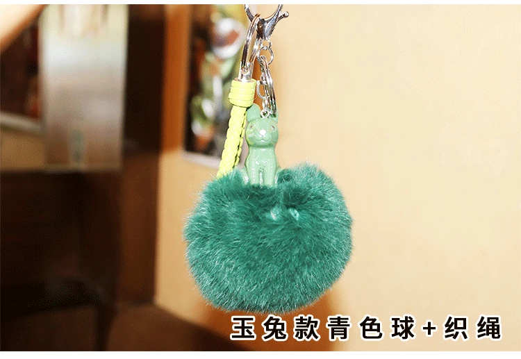 Creative Cartoon Key Button Furry Ball Animal Key Chain Car Key Ring Cute Handbag Pendant Students Gift