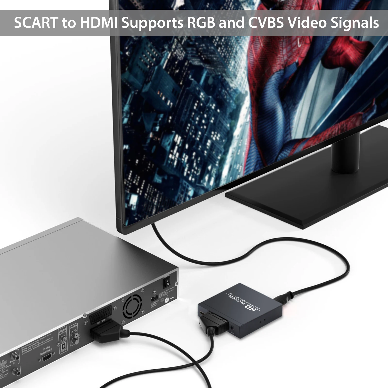 LiNKFOR 1080P scart HDMI-HDMI конвертер с 3,5 мм наушниками и коаксиальный стерео аудио поддерживает RGB и CVBS видеосигналы