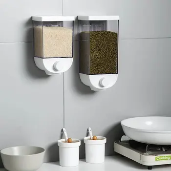 

Grain Storage Box 1000/1500 ML Wall Mount Cereal Food Storage Container Kitchen Cereal Rice Bean Sealed Can Oatmeal Dispenser