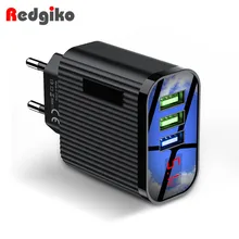 USB зарядное устройство, 3 порта, светодиодный дисплей, 3 А, быстрая зарядка, зарядное устройство для мобильного телефона, настенное зарядное устройство для iphone, samsung, Xiaomi, huawei, универсальное