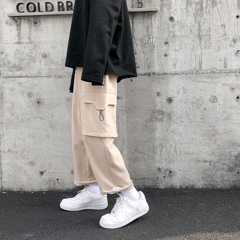 Cargo Pants Men Fashion Khaki Straight 
