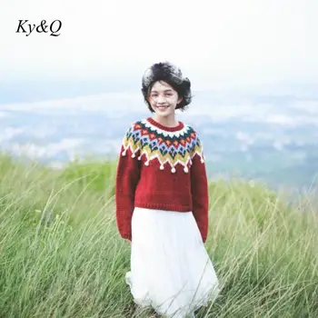 

Brand Designer Christmas Sweater 2019 Wintre Women Fashion Short Cute Vintage Ferris Wheel Knit Red Luxury Pullover Jumper Tops